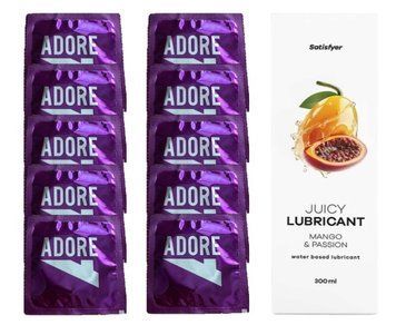 Набір: Pasante Adore 10 шт. + Лубрикант Satisfyer Mango & Passion (300 мл) SOS12091 фото