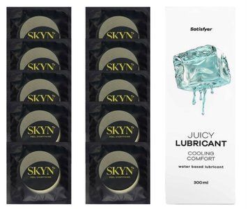 Комплект SKYN Pina Colada 10 шт. + Лубрикант Satisfyer Juicy Lubricant Cooling Comfort 300 мл SOS12543 фото