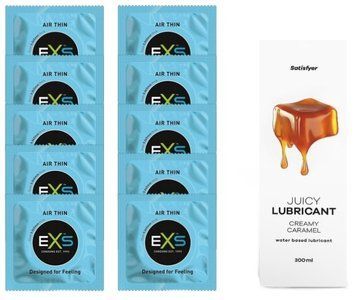 Набор: EXS Air Thin 10 шт. + Лубрикант Satisfyer Creamy Caramel 300 мл SOS11200 фото