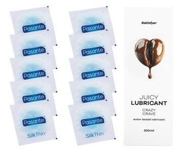 Комплект Pasante Silk 10 шт. + Лубрикант Satisfyer Juicy Lubricant Crazy Crave 300 мл SOS11542 фото