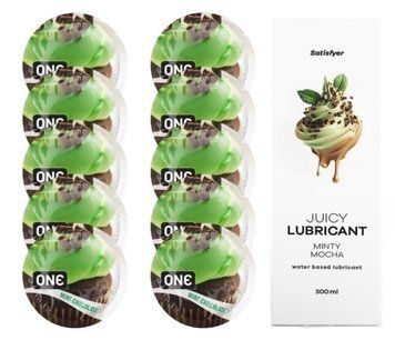 Комплект ONE Mint Chocolate 10 шт. + Лубрикант Satisfyer Juicy Lubricant Minty Mocha (300 мл) SOS12391 фото
