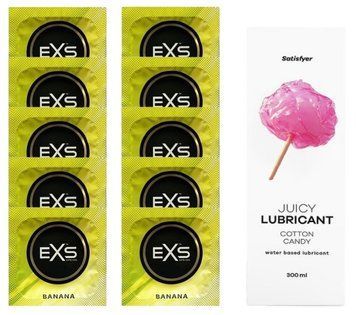 Набор: EXS Banana 10 шт. + Лубрикант Satisfyer Cotton Candy 300 мл SOS11351 фото