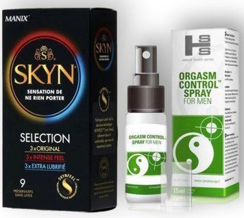 Набор из SKYN Selection (9 шт) + Пролонгатор Orgasm Control Spray - Sexual Health Series (15мл) SOS8885 фото