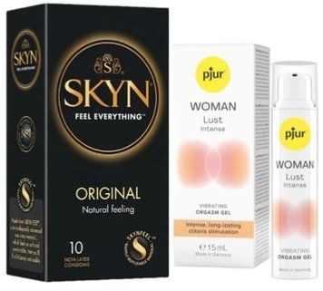 Набір з SKYN Original (10 шт) + Рідкий вібратор pjur Woman Lust Intense (15 мл)  SOS9893 фото