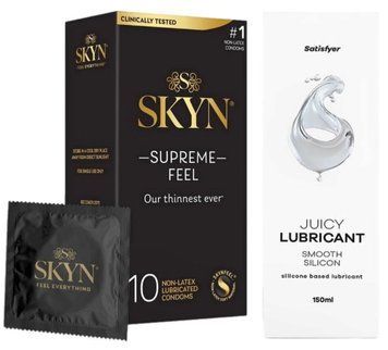 Комплект Лубрикант Satisfyer Juicy Lubricant Smooth Silicon 150 мл + Skyn Supreme Feel 10 шт SOS12693 фото