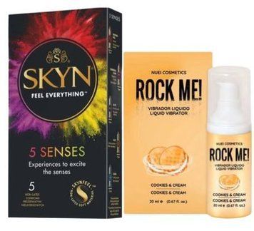 Набор из SKYN 5 Senses + Жидкий вибратор вкус: печенье с кремом ROCK ME!, 20 мл Nuei SOS9633 фото