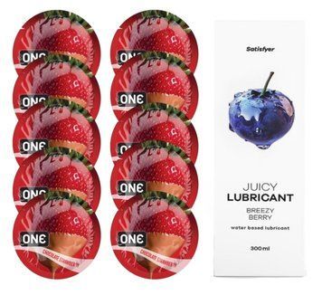 ONE Chocolate Strawberry 10 шт. + Лубрикант Satisfyer Breezy Berry 300 мл SOS12441 фото