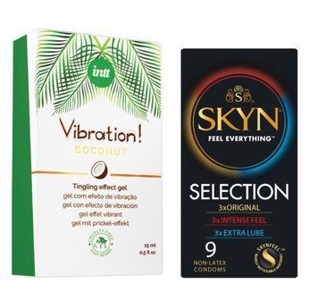 Комплект: Skyn Selection 9 шт. + Рідкий вібратор Intt Vibration Coconut Vegan (15 мл) SOS11742 фото