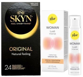Набір з SKYN ORIGINAL 24 шт + Рідкий вібратор pjur Woman Lust Intense (15 мл)  SOS9993 фото