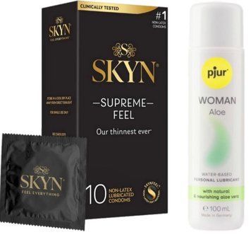 Комплект Skyn ​​Supreme Feel 10 шт + pjur Woman Aloe 100 мл SOS13345 фото