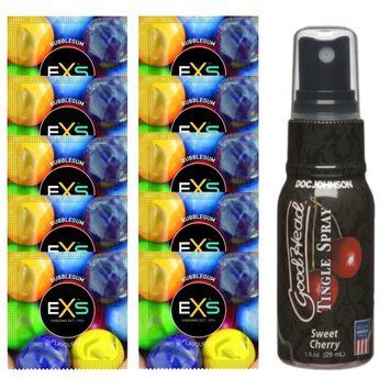 EXS BUBBLEGUM 10 шт + Doc Johnson GoodHead Tingle Spray &ndash; Sweet Cherry (29 мл) SOS14037 фото