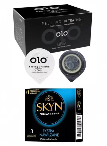 Набір : OLO Feeling Ultrathin 001 (10 шт) та Skyn Extra Lube (3 шт) SOS33 фото