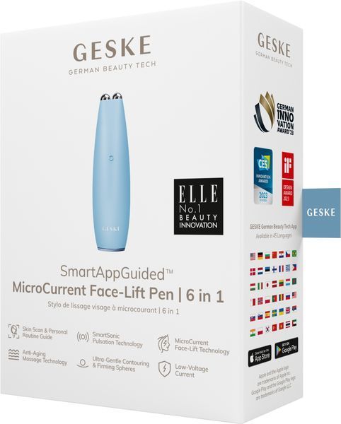 Микротоковая ручка для подтяжки лица GESKE MicroCurrent Face-Lift Pen 6в1 aquamarine HB0127 фото