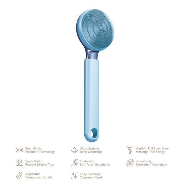 Ультразвуковая щетка для всего тела GESKE Sonic Full-Body Brush&Intensive Exfoliator 8в1 aquamarine HB0373 фото