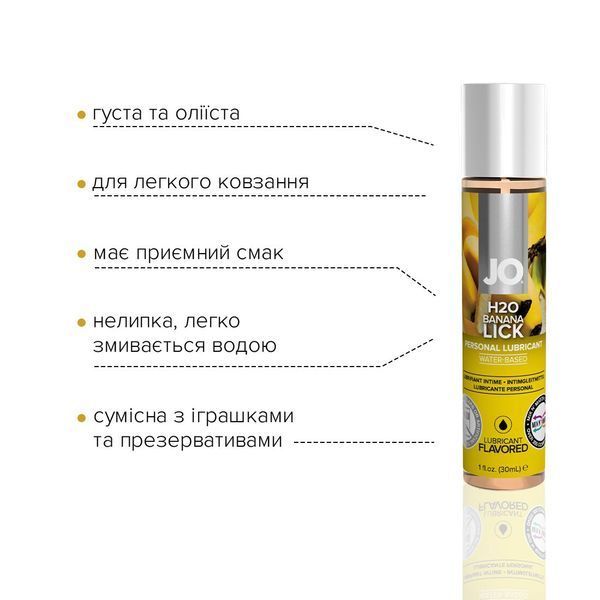 Смазка на водной основе System JO H2O &mdash; Banana Lick (30 мл) без сахара, растительный глицерин SO1474 фото