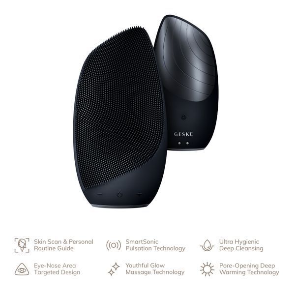 Электронная звуковая термо щетка для лица GESKE Sonic Thermo Facial Brush 6в1 black HB0080 фото