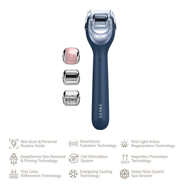 Электронный роллер для лица с микроиглами GESKE MicroNeedle Face Roller 9в1 midnight HB0188 фото