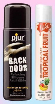 Набор лубрикантов pjur backdoor anal Relaxing jojoba silicone 30 мл + Wet Oral Play Tropical Explosion (30 мл) LB739 фото