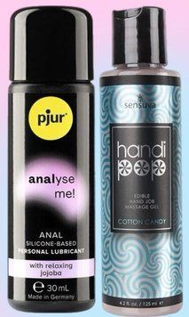 Набор лубрикантов pjur analyse me! Relaxing jojoba silicone 30 мл + Sensuva Handipop Cotton Candy (125 мл) LB589 фото