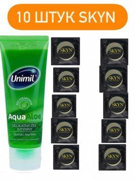 SKYN PINA COLADA 10 шт та Лубрикант Unimil Aqua Aloe 80 мл SOS523 фото