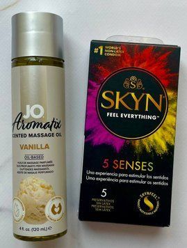 Набір SKYN 5 Senses 5 шт + Натуральна масажна олія System JO Aromatix 120 мл SOS1378 фото