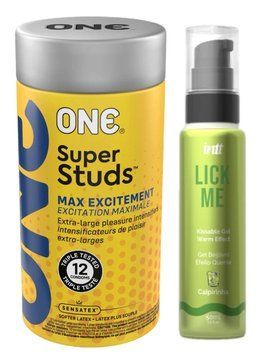 Комплект 12 шт ONE Super Studs + Гель INTT Lick Me Kissable Gel Caipirinha 50 мл SOS6221 фото