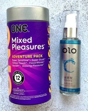 Комплект ONE Mixed Pleasures 12 шт + Лубрикант охлаждающий OLO 60 мл SOS2328 фото