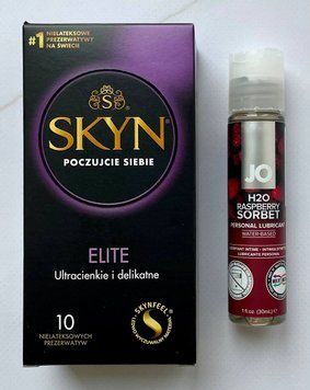 Комплект SKYN Elite 10 штук - Лубрикант System JO H2O &mdash; Raspberry Sorbet (30 мл) SOS2816 фото