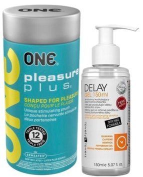 Набор из ONE Pleasure Plus 12 шт + Пролонгатор Lovely Lovers DELAY GEL 150ml SOS9534 фото