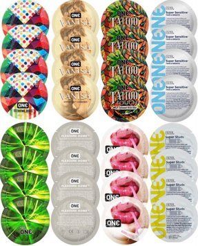 Набір з 32 шт ONE Ribs + ONE Vanish + ONE Tattoo + ONE Sensitive + ONE Glowing + ONE Dome + ONE Bubblegum + ONE Super Studs SOS8298 фото