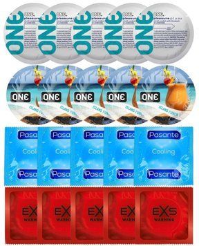 Набір 20 шт ONE Pleasure Plus + ONE Island Punch + Pasante Cooling + EXS Warming Comfy Fit SOS7293 фото