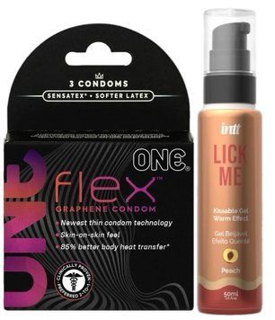 Комплект 3 шт ONE Flex + Гель INTT Lick Me Kissable Gel Peach 50 мл SOS6178 фото