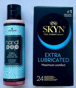 Комплект SKYN Extra Lube 24 шт - Лубрикант Sensuva Handipop Cotton Candy (125 мл)  SOS3388 фото