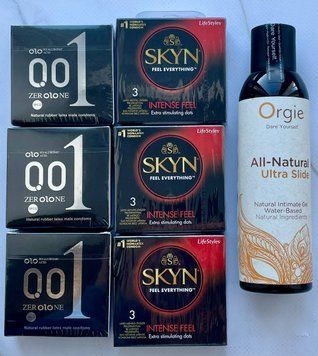 Набор 18 шт OLO Feeling Ultrathin 001 + Skyn ​​Intense Feel + Лубрикант ALL-NATURAL Ultra Slide 150 мл Orgie SOS3780 фото