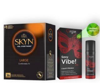 SKYN Large, 36 шт + SEXY VIBE, 15 мл вібрація + зігріваючий ефект ORGIE SOS6859 фото