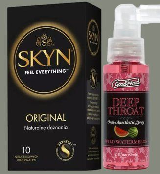 Комплект SKYN Original 10 шт + Спрей Doc Johnson GoodHead DeepThroat Spray - Watermelon 59 мл SOS5735 фото