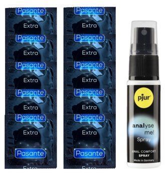 Комплект Pasante Extra Safe 10 шт + pjur Analyse Me! (20 мл)  SOS14163 фото