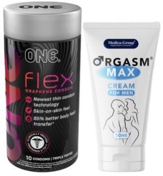 Набор из 10 шт ONE Flex графен + Пролонгатор Medica-Group Orgasm Max for Men - krem ​​50 ml SOS9307 фото