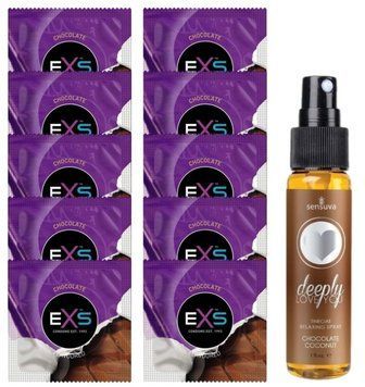 EXS Mixed Flavors Chocolate 10 шт + Sensuva &mdash; Deeply Love You Chocolate Coconut (29 мл) SOS14113 фото