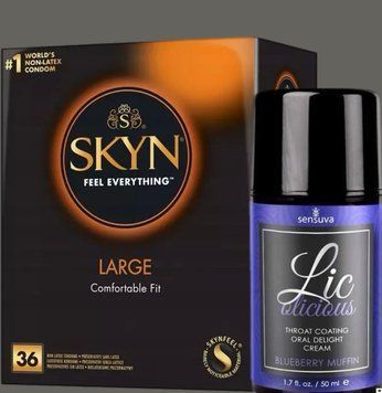 Комплект SKYN Large, 36 шт + Гель Sensuva - Lic-o-licious Blueberry Muffin (50 мл) SOS5444 фото