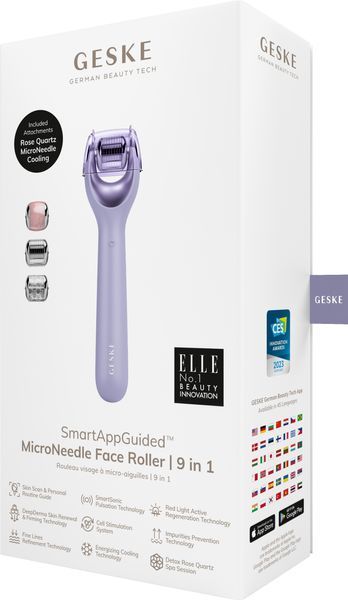 Электронный роллер для лица с микроиглами GESKE MicroNeedle Face Roller 9в1 purple HB0189 фото