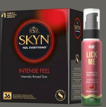 Комплект Skyn Intense feel 36 штук +  Гель INTT Lick Me Kissable Gel Watermelon 50 мл SOS5399 фото
