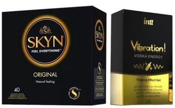 SKYN ORIGINAL 40 шт + Intt Vibration Vodka (15 мл) SOS7093 фото