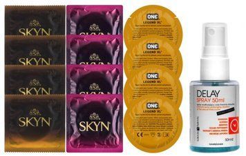 Комплект: Пролонгатор LOVELY LOVERS DELAY SPRAY 50 ML + 8 шт. SKYN + 4 шт. ONE Legend XL SOS10862 фото