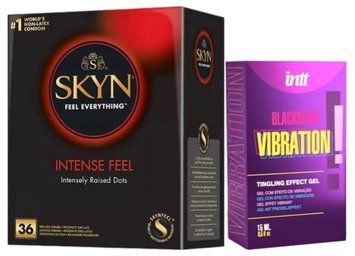 Набір з SKYN Intense Feel (36 шт)  +  Рідкий вібратор Intt Vibration Blackberry (15 мл) SOS9844 фото