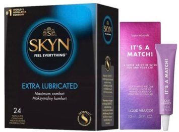 Набір з SKYN Extra Lube (24 шт) + Рідкий вібратор Bijoux Indiscrets Clitherapy Liquid Vibrator &ndash; IT'S A MATCH  SOS10090 фото