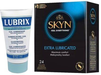 Набор из Лубрикант на водной основе Lubrix (50 мл) + SKYN Extra Lube 24 шт SOS8780 фото