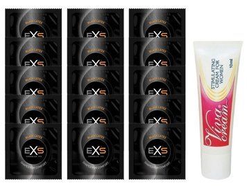 Комплект EXS Black Latex 15 шт + Swiss Navy Viva Cream 10 мл SOS14655 фото