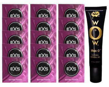 Комплект EXS Extra Thick 15 шт + Wet Wow Max O Clitoral Arousal Gel SOS14694 фото