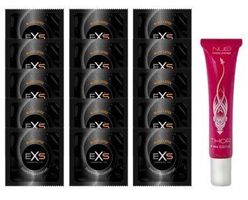 Комплект EXS Black Latex 15 шт + Nuei THOR Orgasmic Gel (10 мл) SOS14605 фото